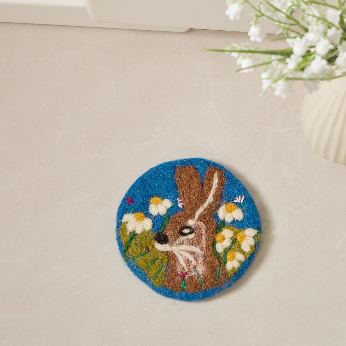 Wool Felt Coffee Cup Mug Table Mat Coasters - Sheep, Bunny, Cat