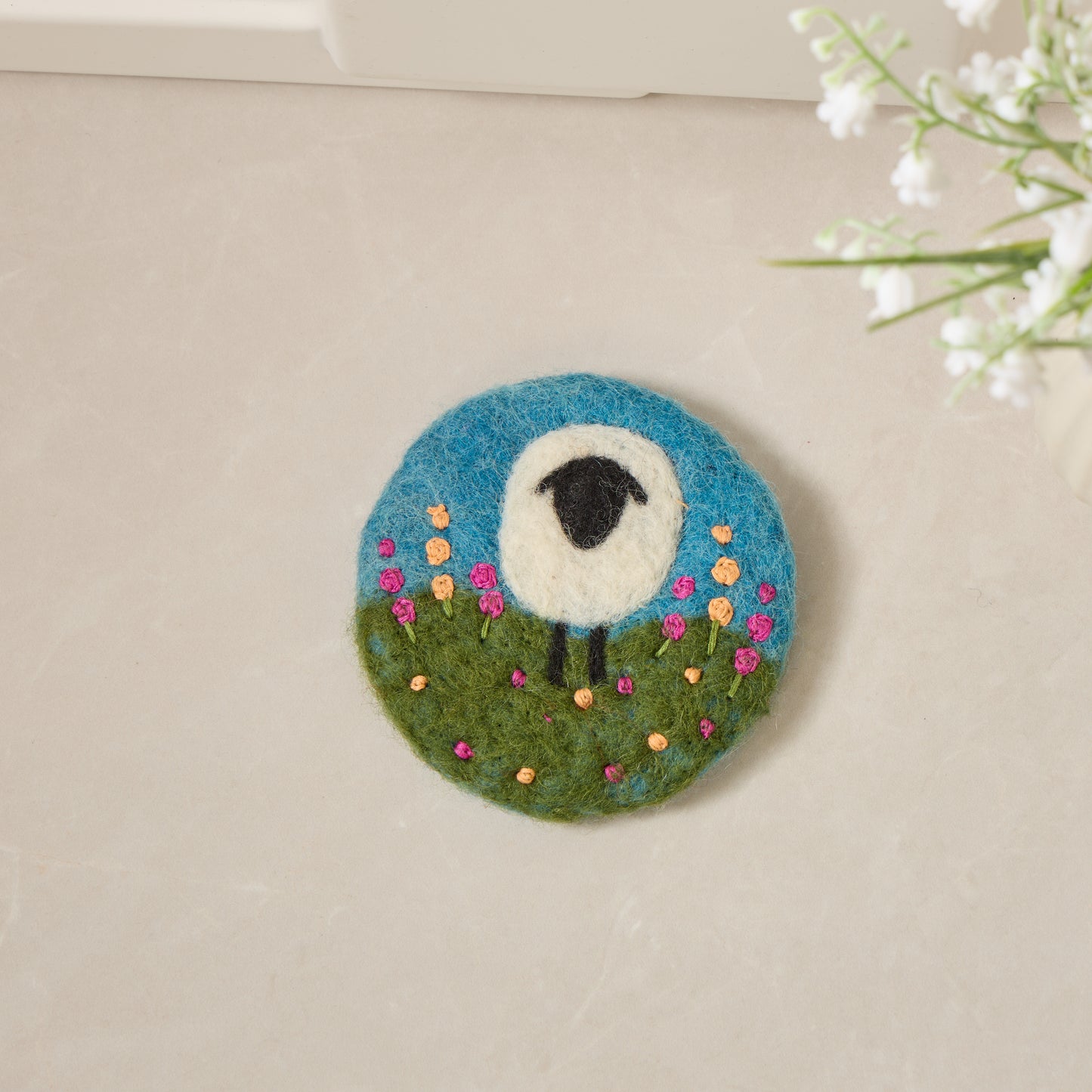 Wool Felt Coffee Cup Mug Table Mat Coasters - Sheep, Bunny, Cat