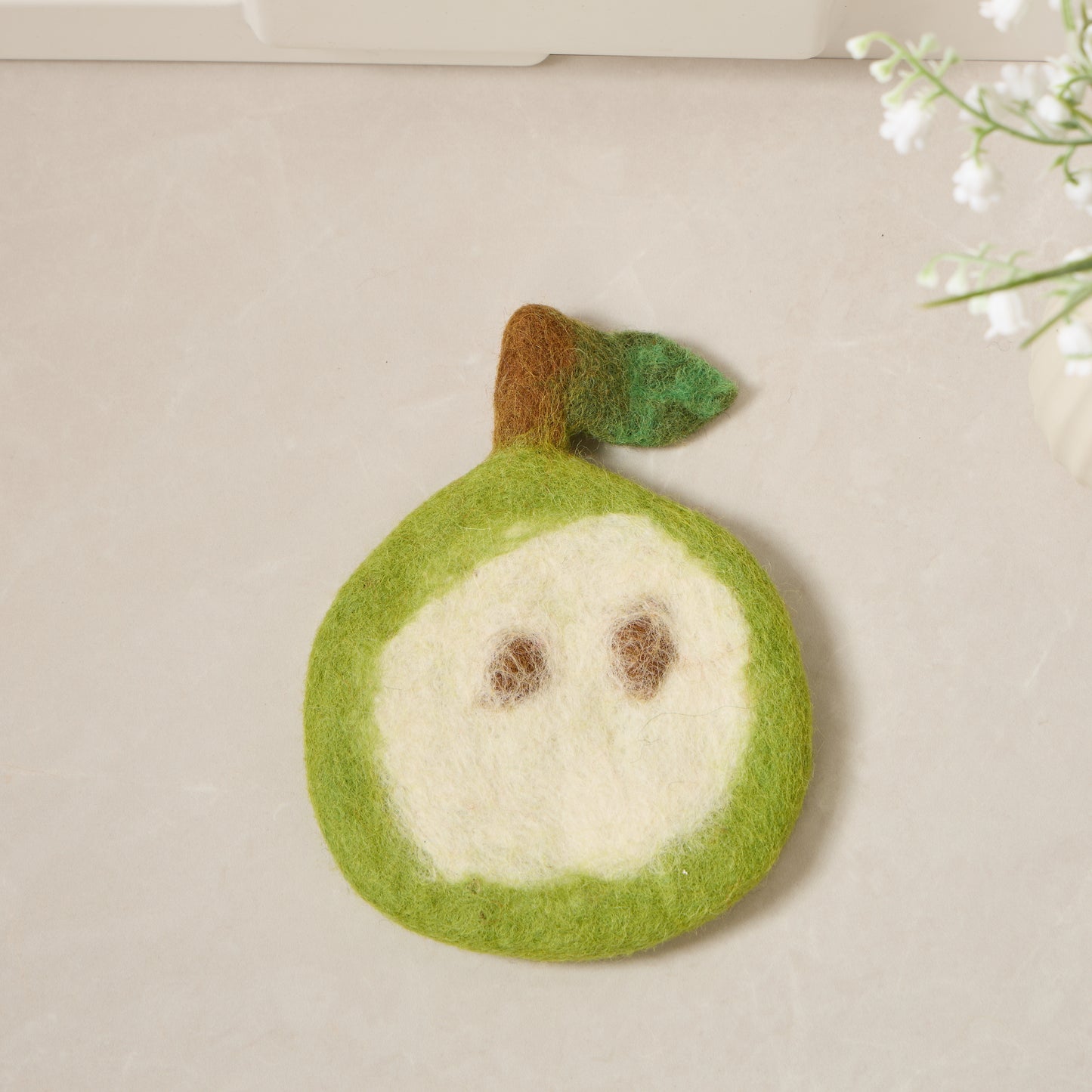 Handmade Wool Felt Fruits Cup Coasters Made in Nepal - Avocado, Apple, Pear, Orange
