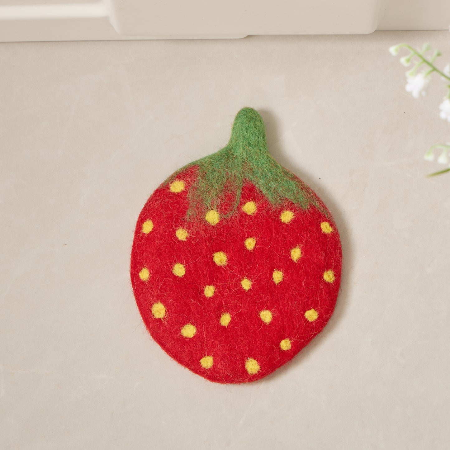 Handmade Wool Felt Fruits Cup Coasters Made in Nepal - Avocado, Apple, Pear, Orange