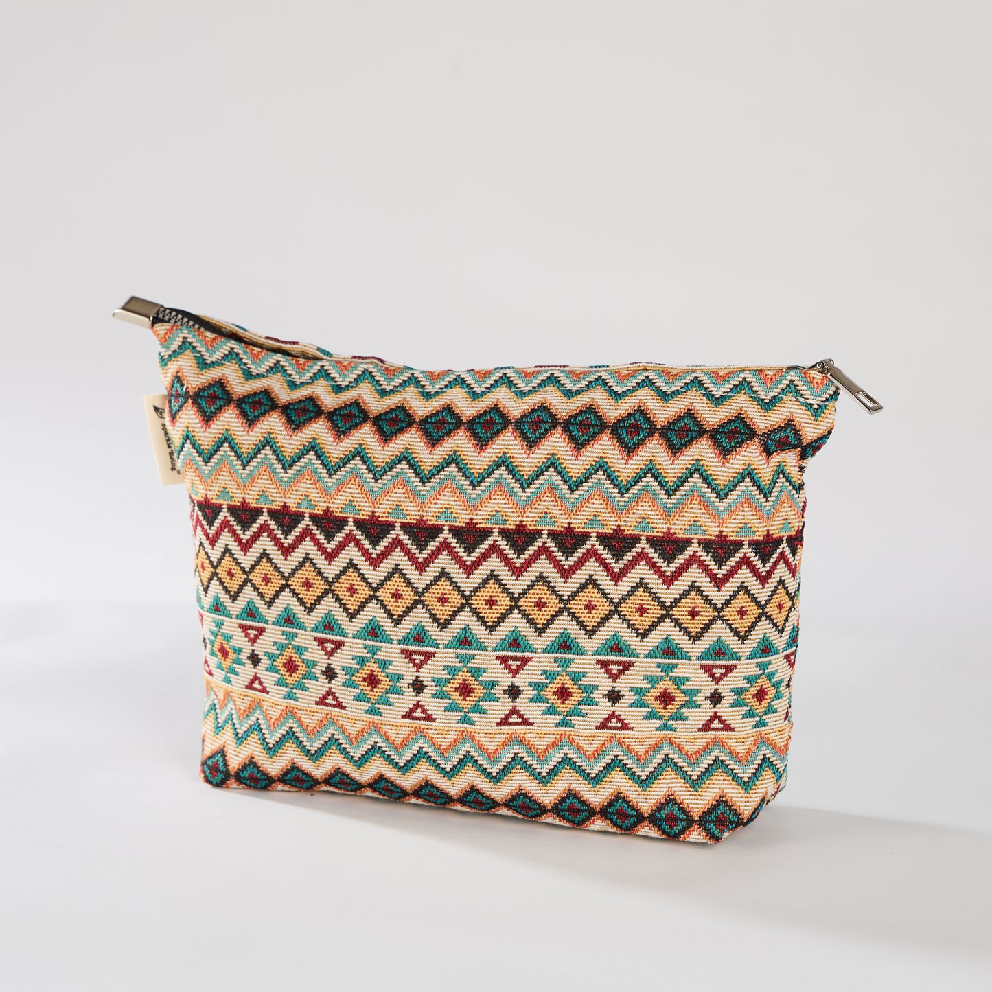 Aztec Cross Stitch Print Toiletry / Makeup Bag - Travel-Friendly Cosmetic Bag