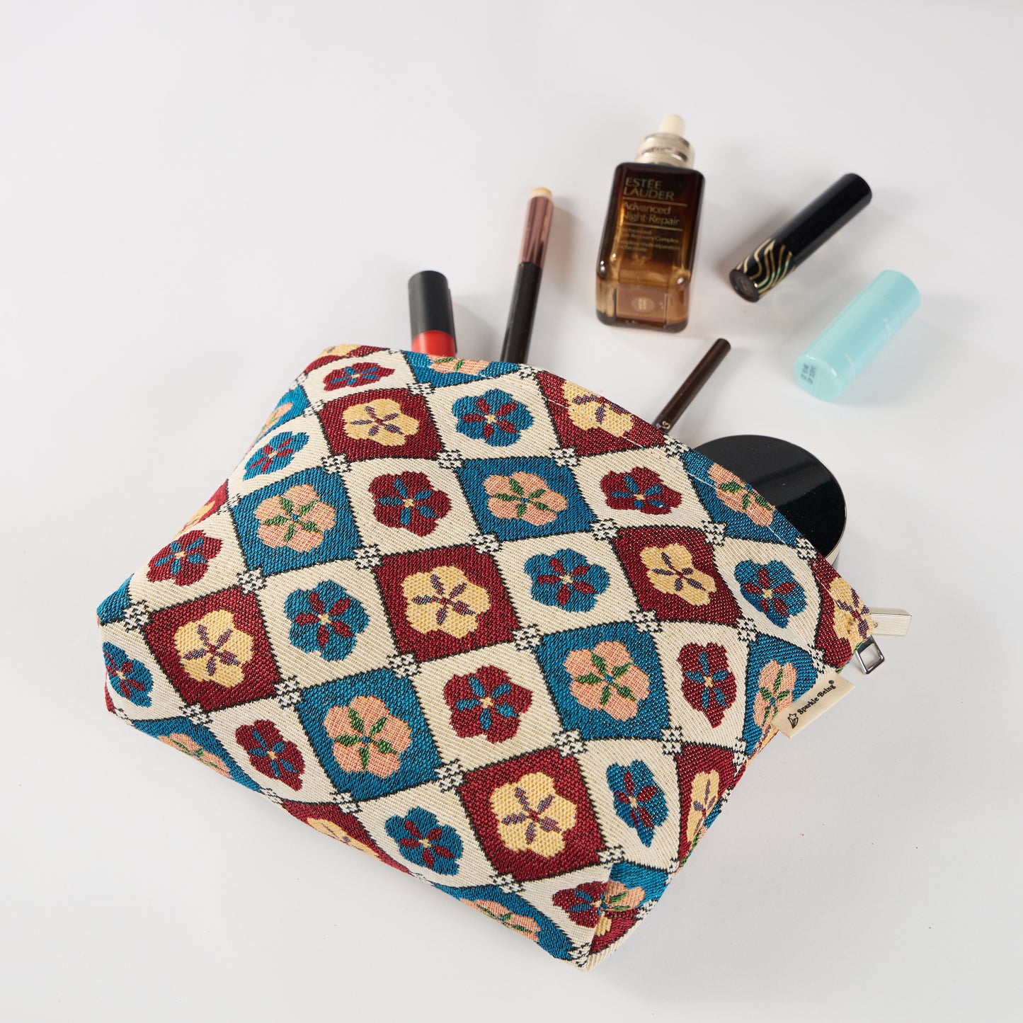 Vintage Turkish Floral Print Toiletry / Makeup Bag - Travel-Friendly Cosmetic Bag