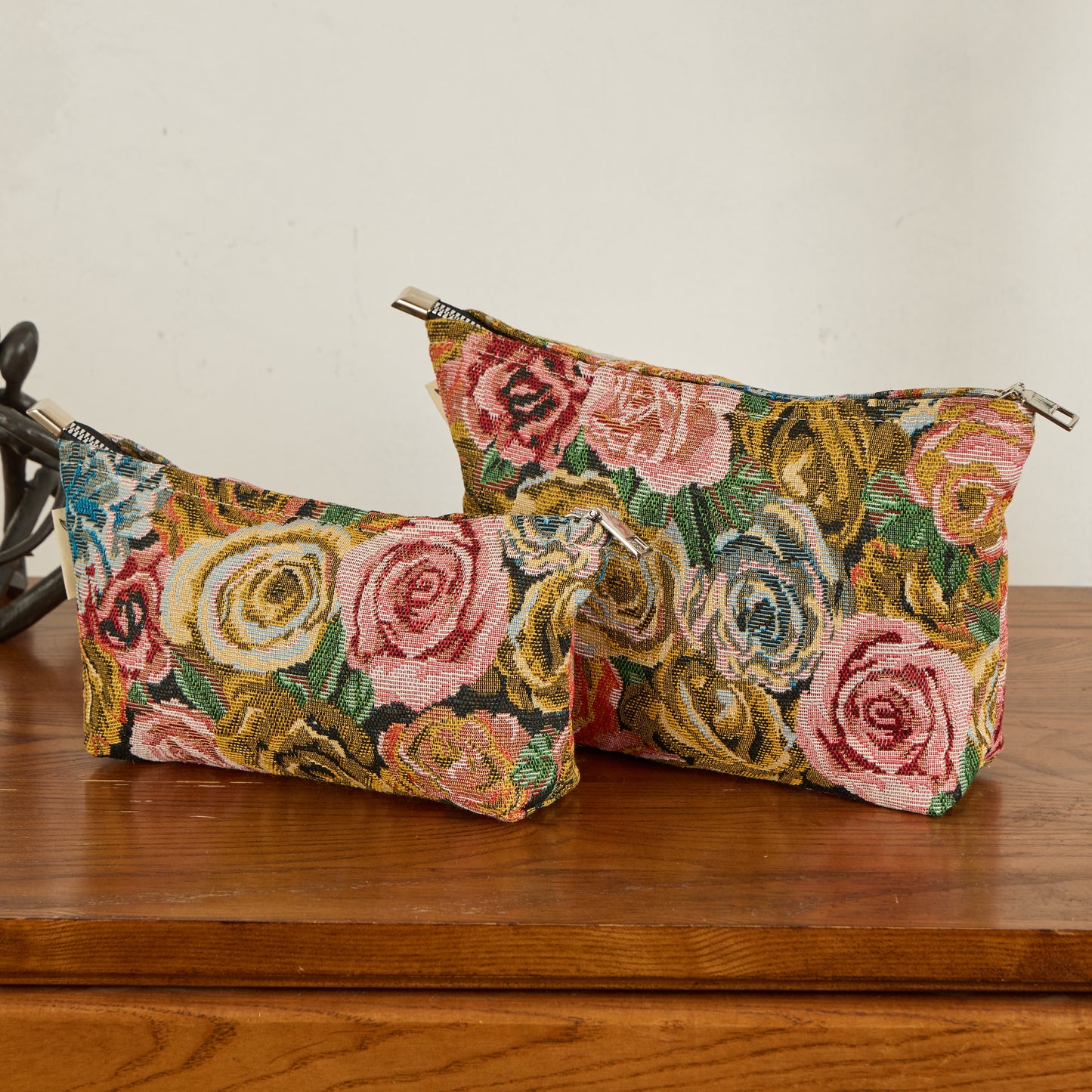 Rose Floral Print Toiletry / Makeup Bag - Travel-Friendly Cosmetic Bag