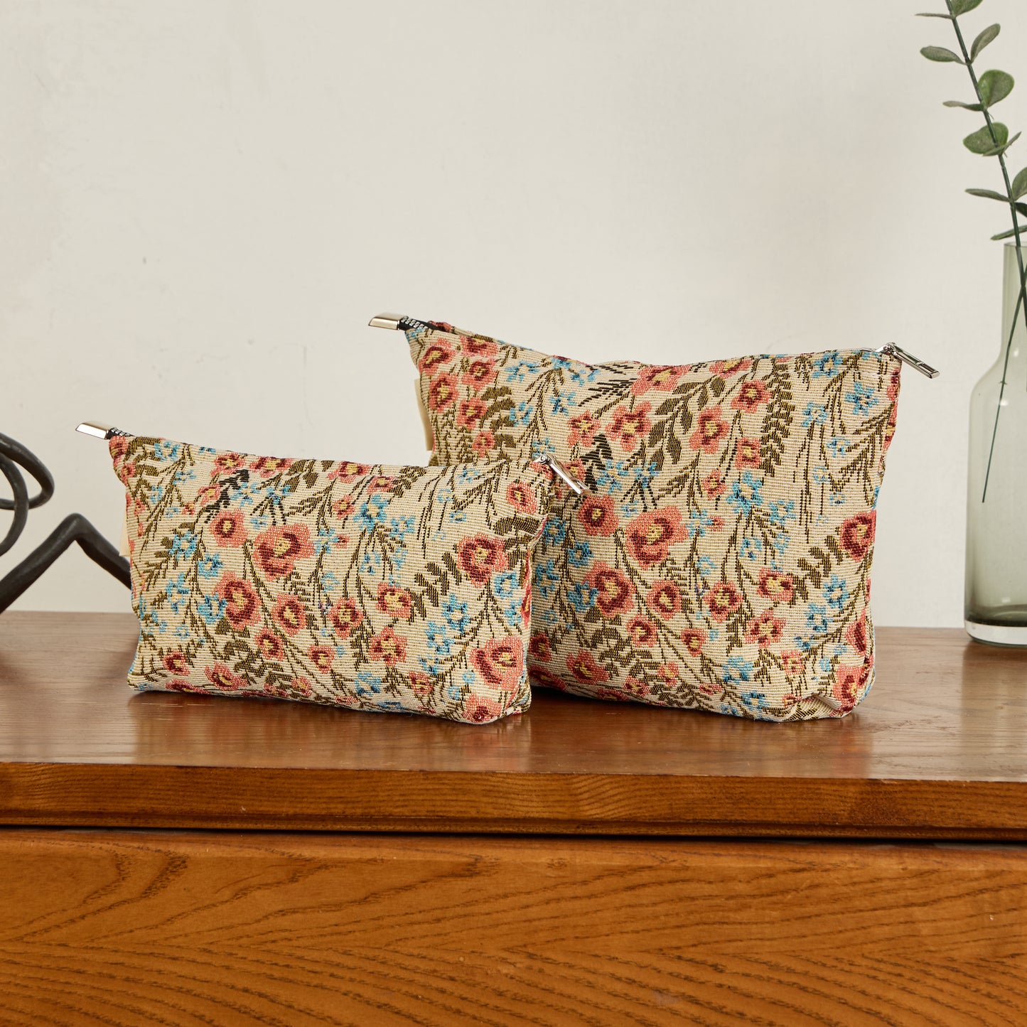 Wildflower Print Toiletry / Makeup Bag - Travel-Friendly Cosmetic Bag