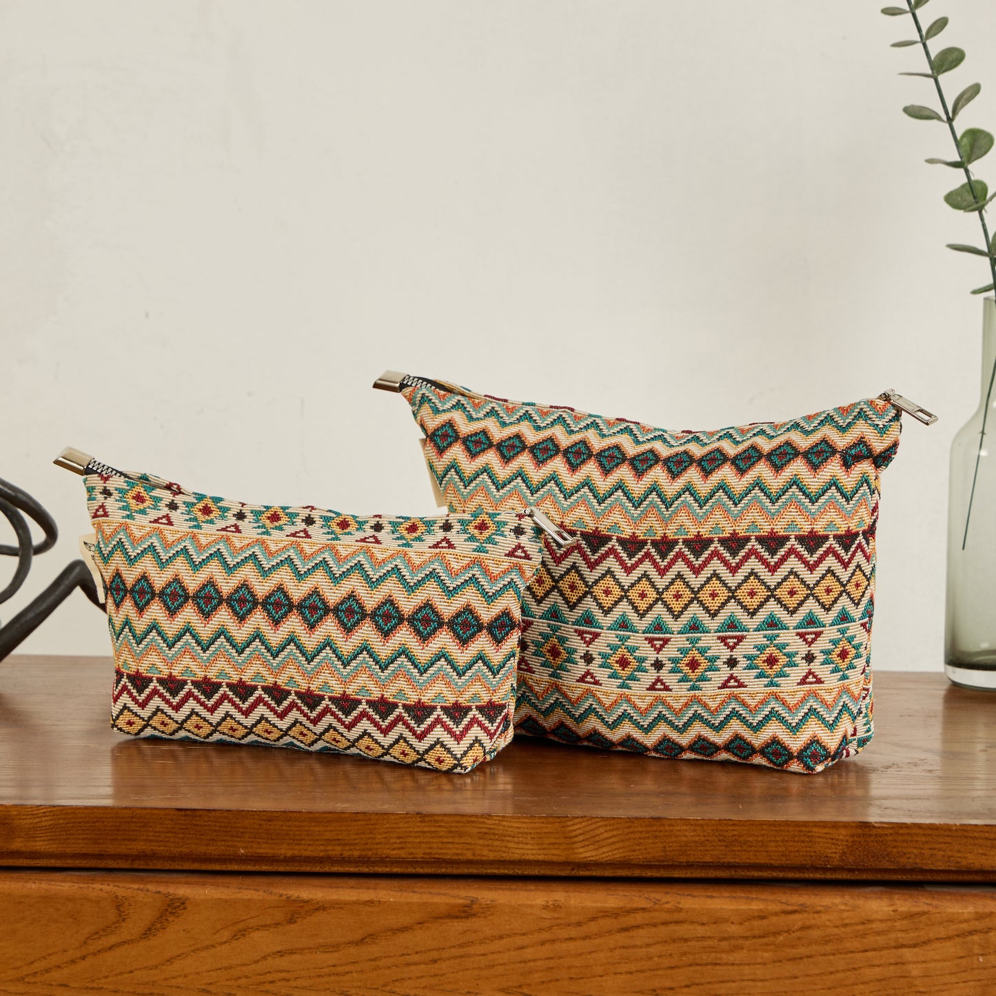 Aztec Cross Stitch Print Toiletry / Makeup Bag - Travel-Friendly Cosmetic Bag