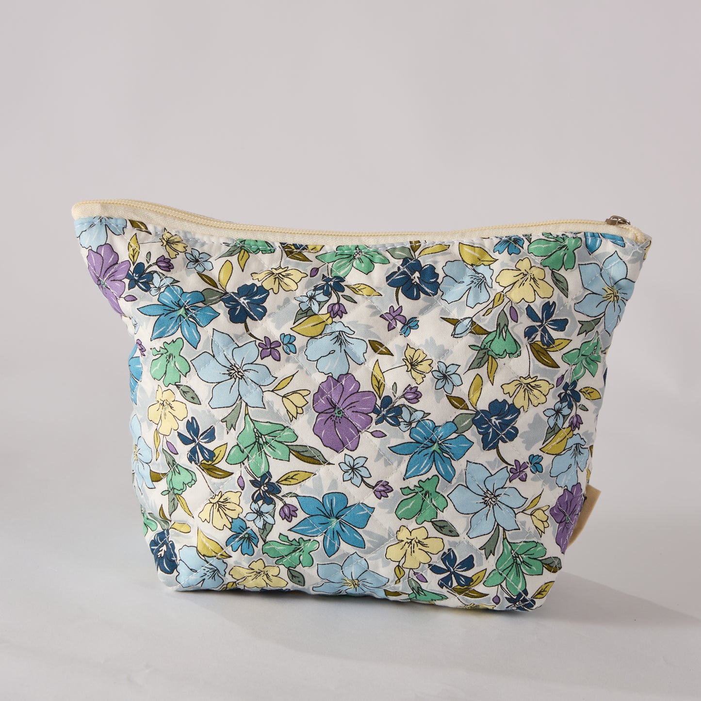 Meadow Magic Floral Quilted Makeup Bag - Small Pouch Travel Toiletry Organizer