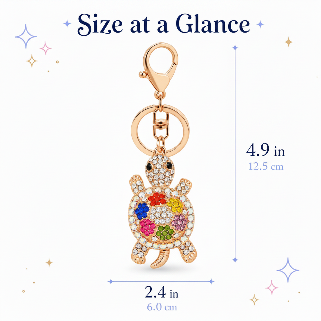 Colorful Rhinestone Turtle Keychain – Sparkly Bag Charm