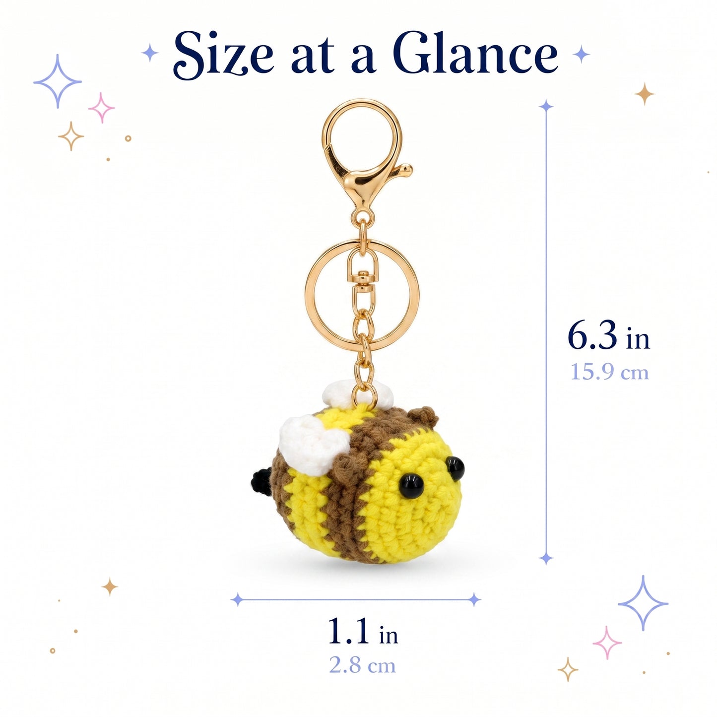 Hand-Crochet Bee Mine Yarn Keychain with Removable Charm Set