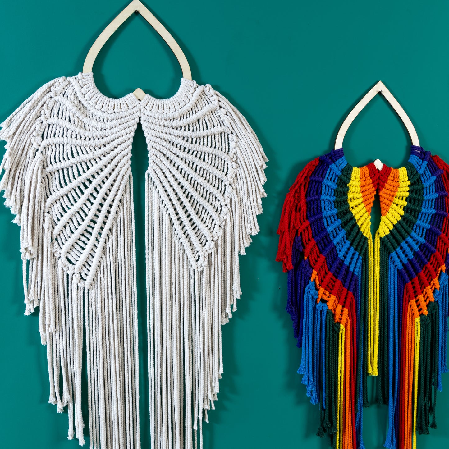 Rainbow Angel Wing - Macrame Wall Hanging Tapestry Boho Crafts Art