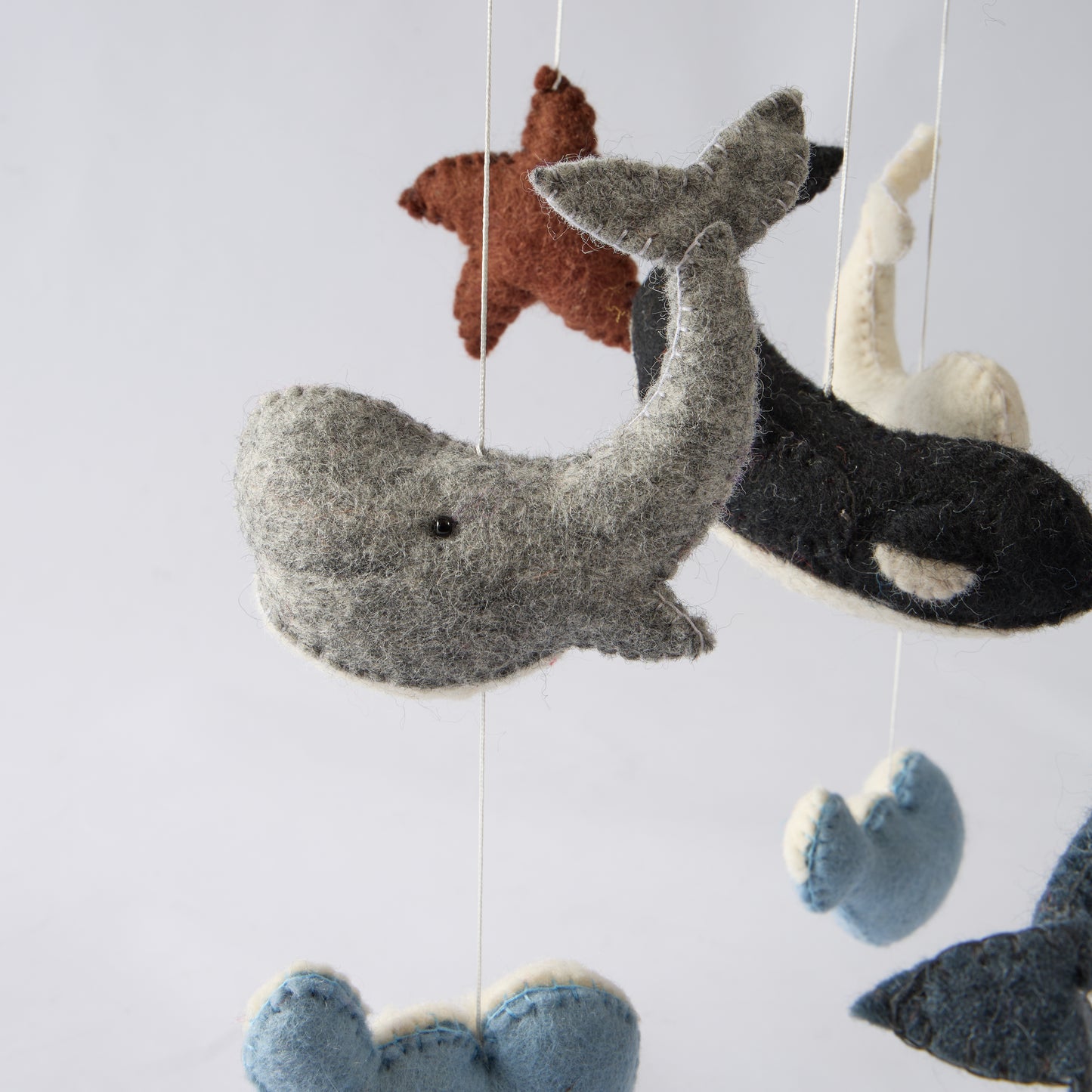 Animal Wool Felt Baby Mobile For Crib Children's & Nursery Room - Whale