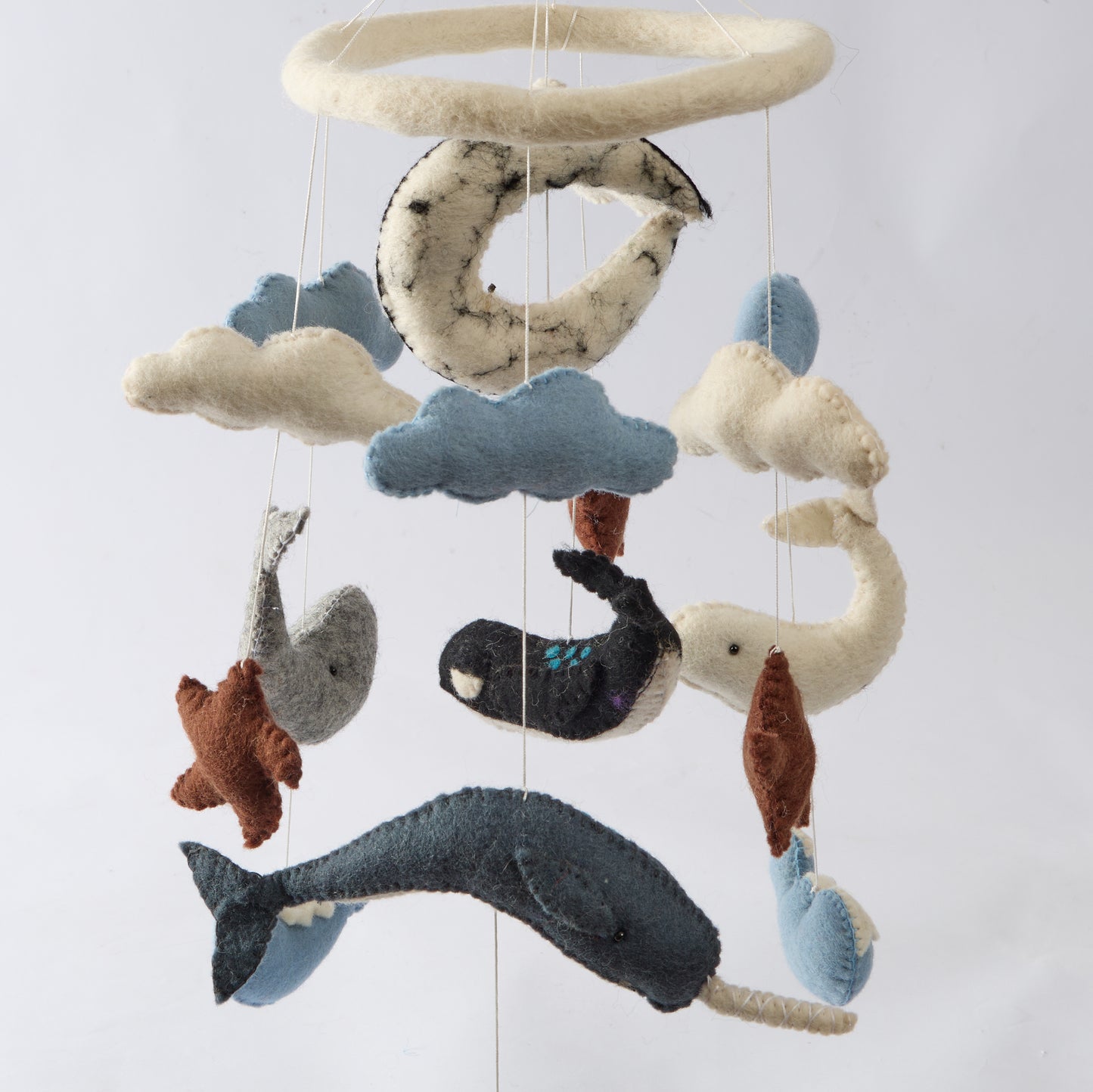 Animal Wool Felt Baby Mobile For Crib Children's & Nursery Room - Whale