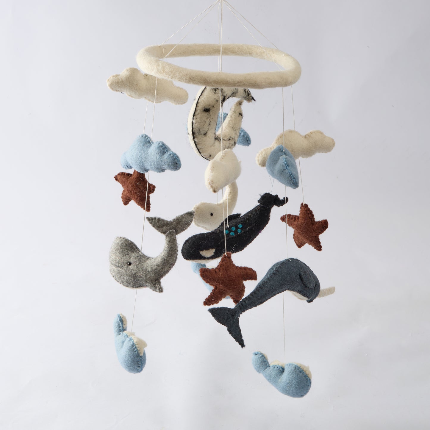 Animal Wool Felt Baby Mobile For Crib Children's & Nursery Room - Whale
