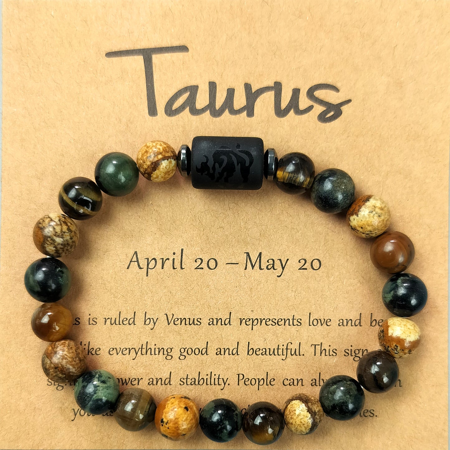 12 Zodiac Astrology Birthday Signs Charm Stone Bracelet