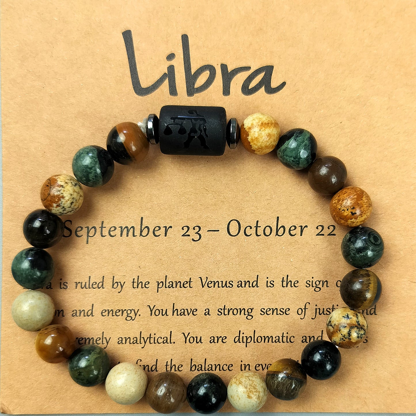 12 Zodiac Astrology Birthday Signs Charm Stone Bracelet