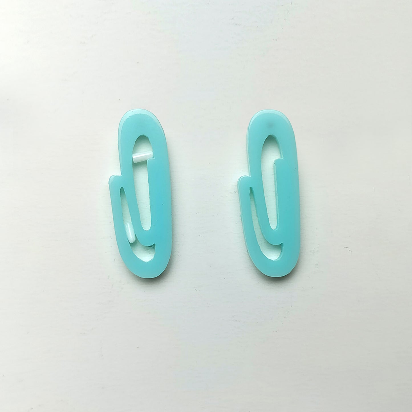 Blue Paperclip Stud Earrings