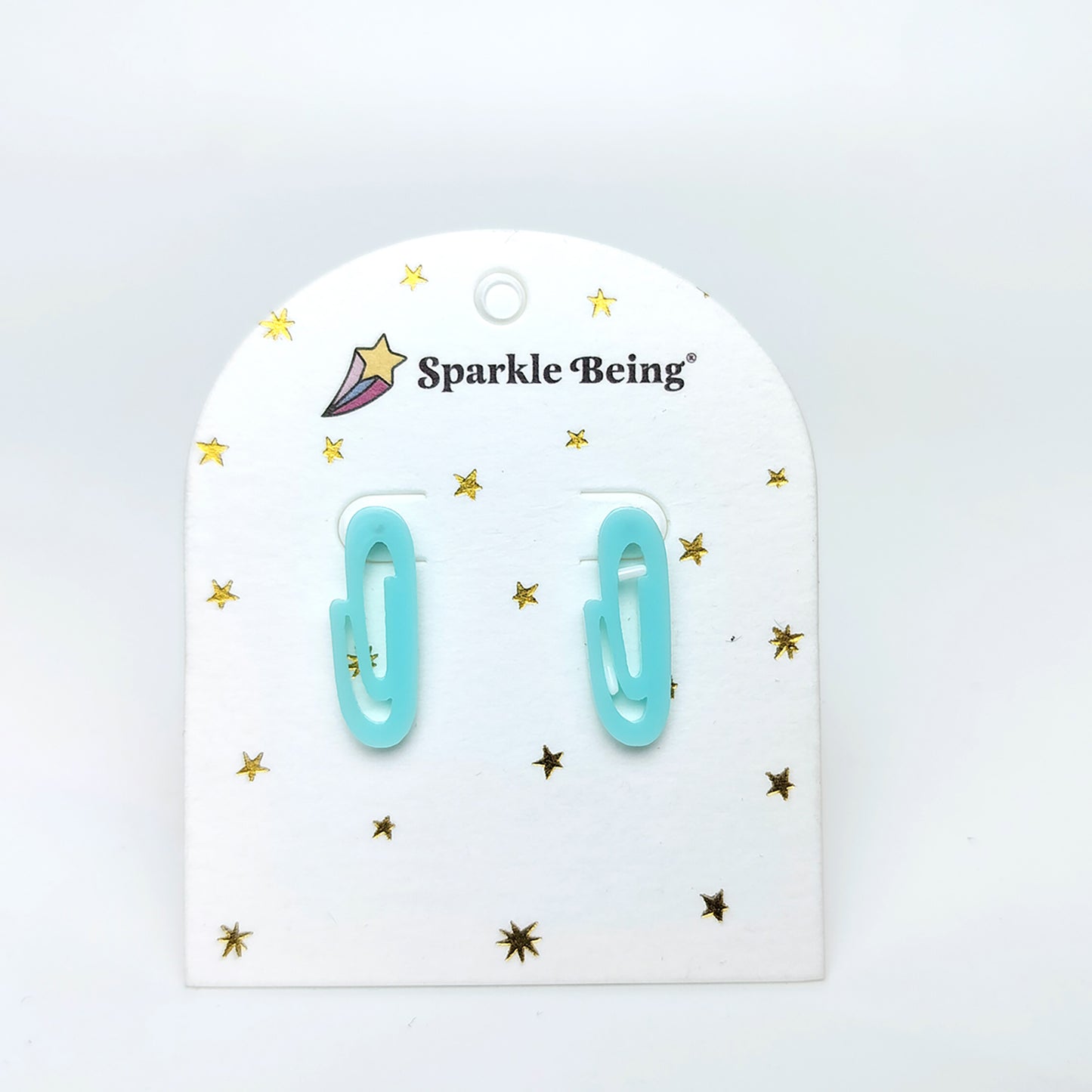 Blue Paperclip Stud Earrings
