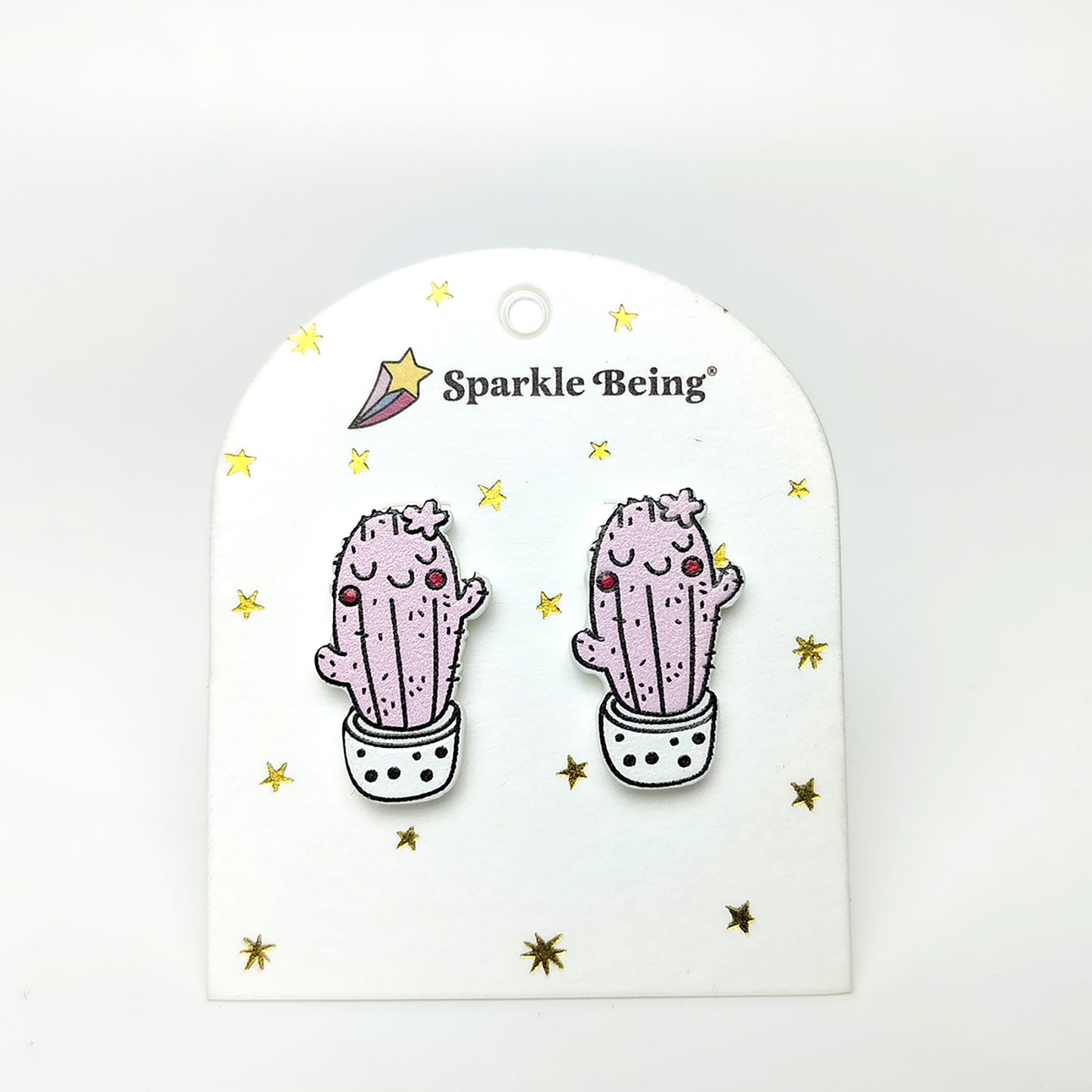 Blushing Pink Cactus Stud Earrings