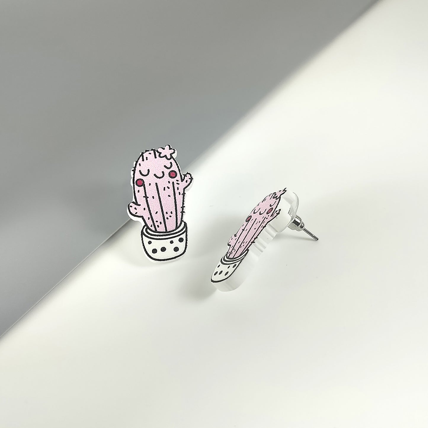 Blushing Pink Cactus Stud Earrings