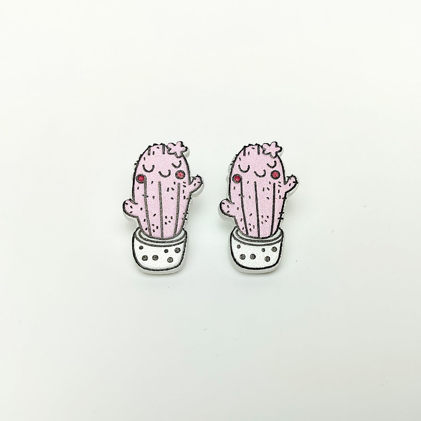 Blushing Pink Cactus Stud Earrings
