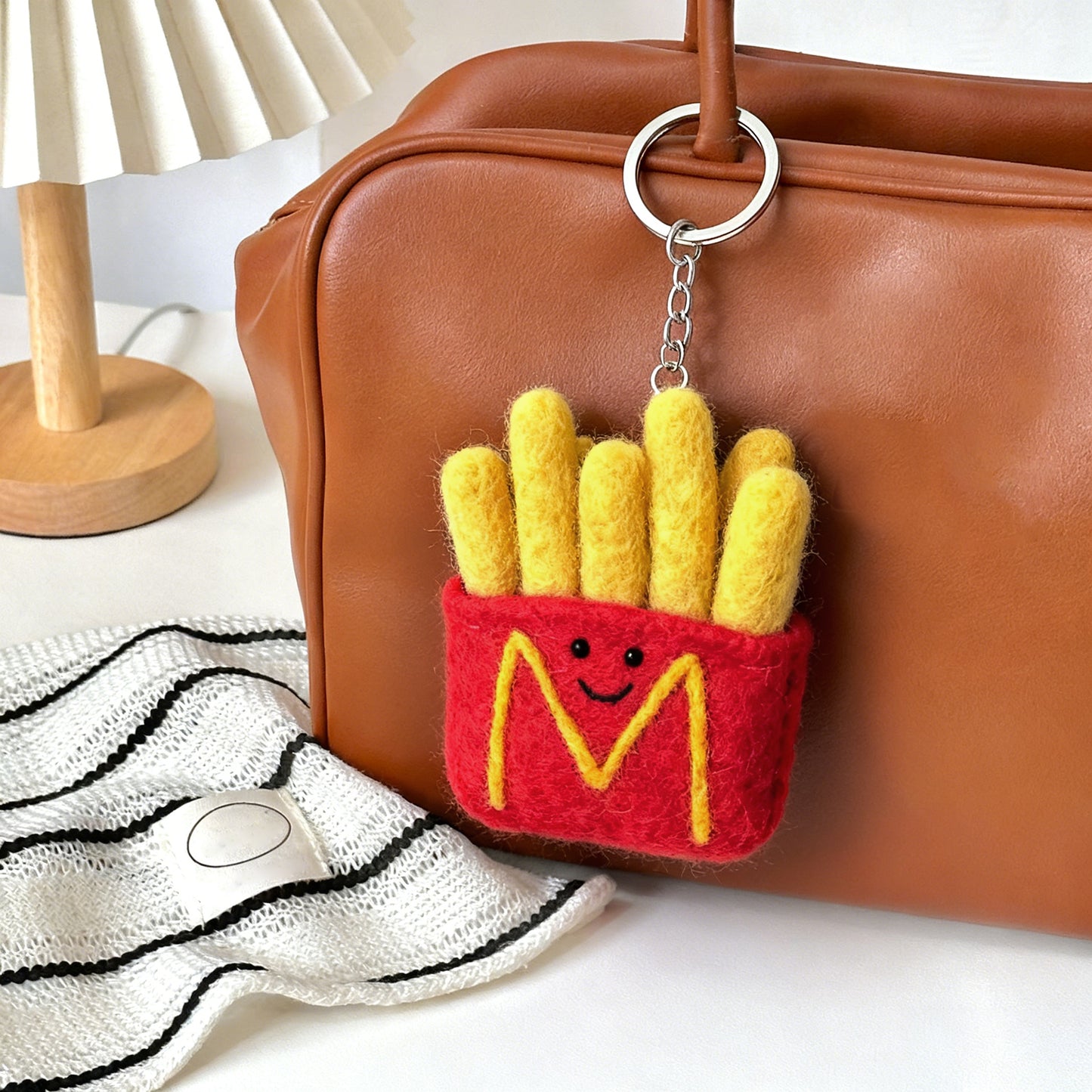 Cute Felt French Fries Keychain – Handmade Food Charm
