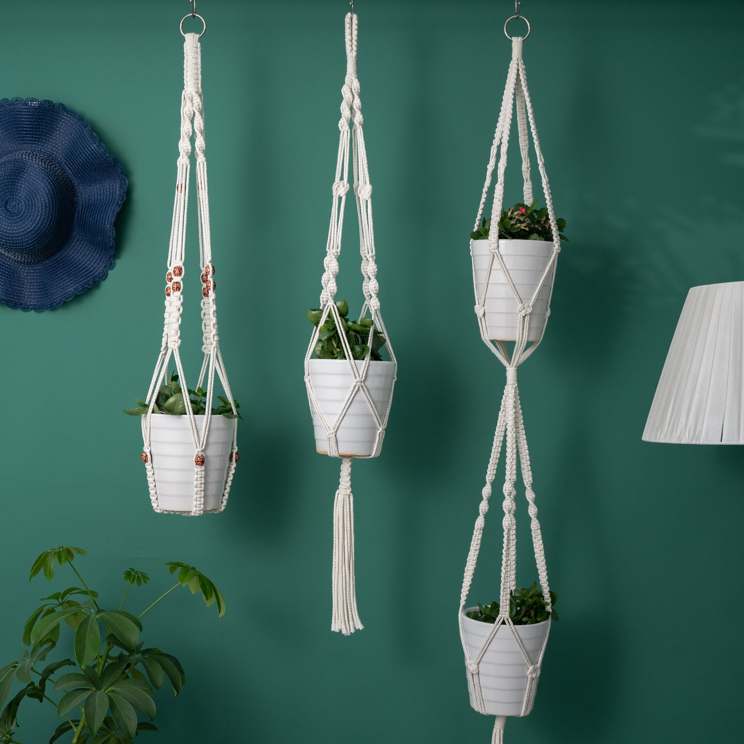 Handmade Cotton Macrame Rope Plants Hanging Pots Holder Stand Hangers Set of 5