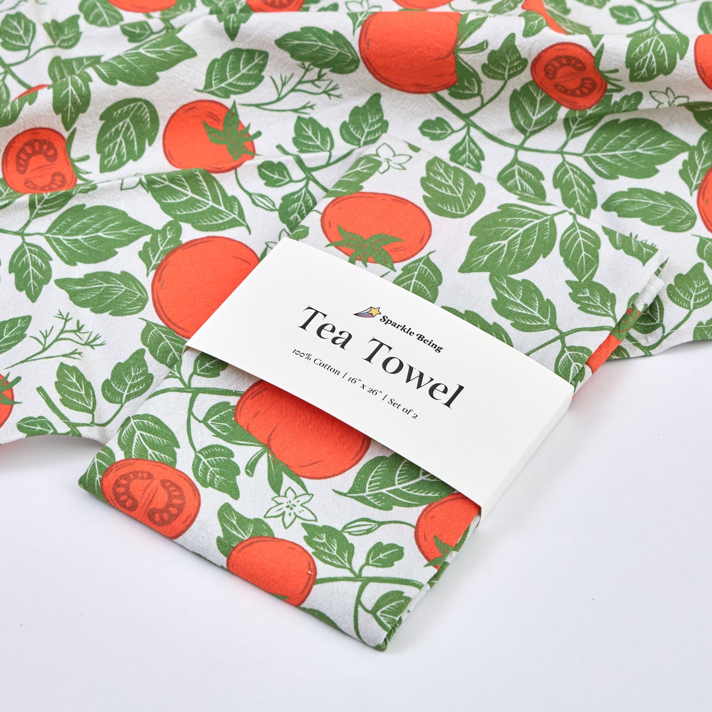 Tea Towels for a Cute Kitchen – Farm Fresh Tomatoes (Set of 2) | 100% Cotton & Absorbent