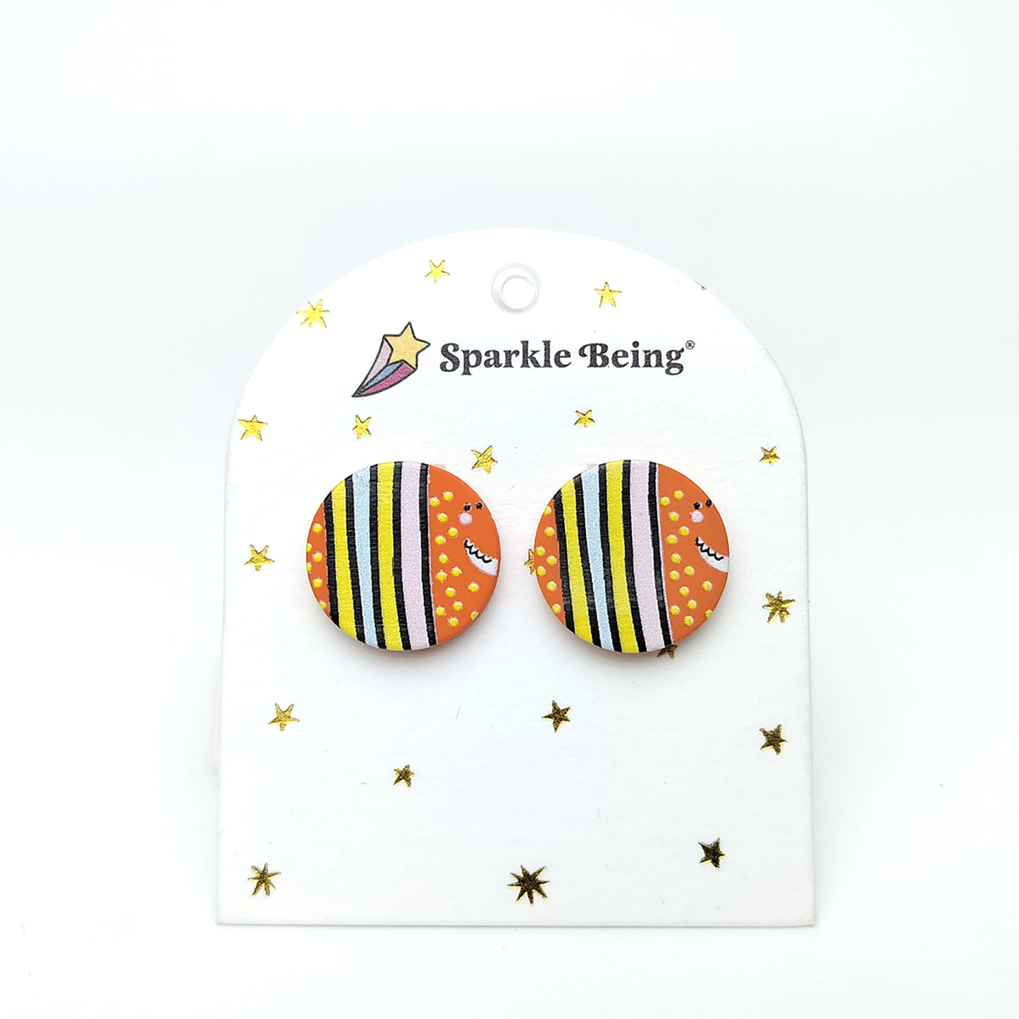 Golden Fish Stripe Stud Earrings