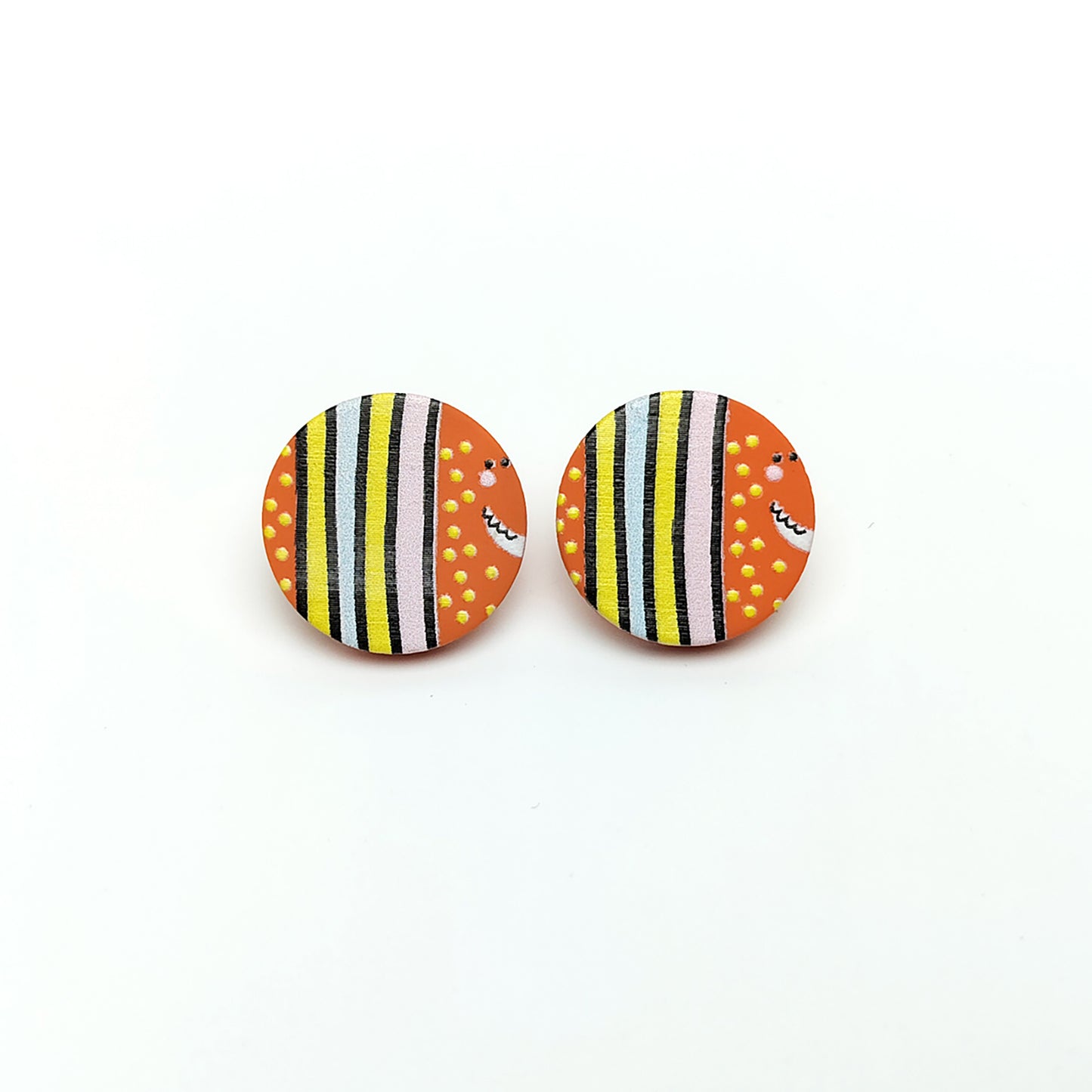 Golden Fish Stripe Stud Earrings