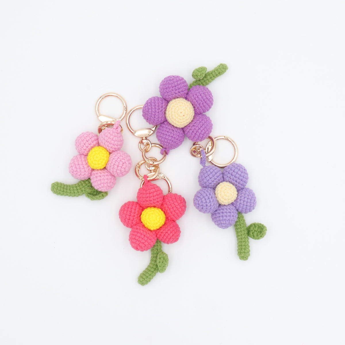 Handmade Crochet Flower Keychain – Cute Floral Bag Charm