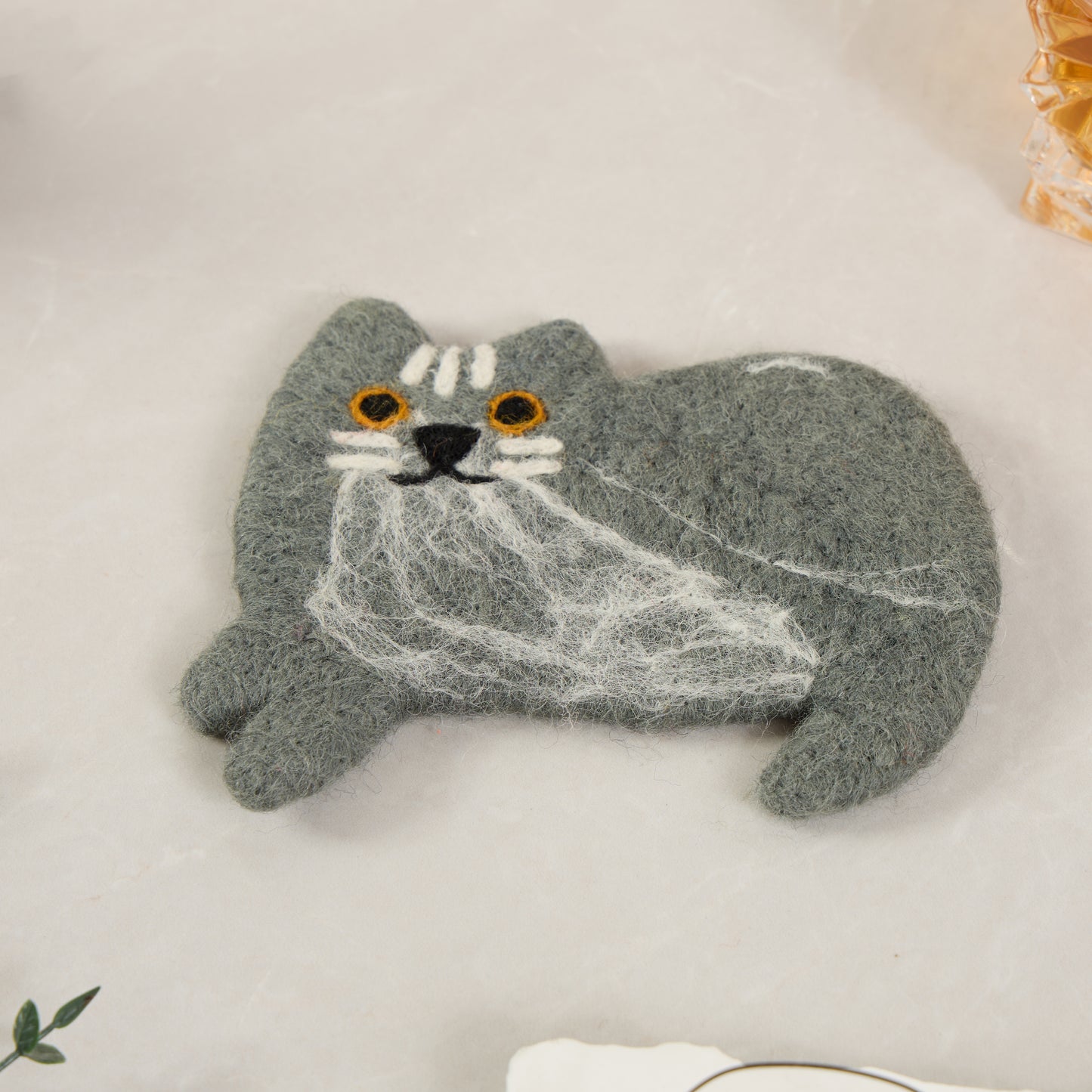 Handmade Felt Coffee Cup Mug Table Coasters - Scaredy Cats