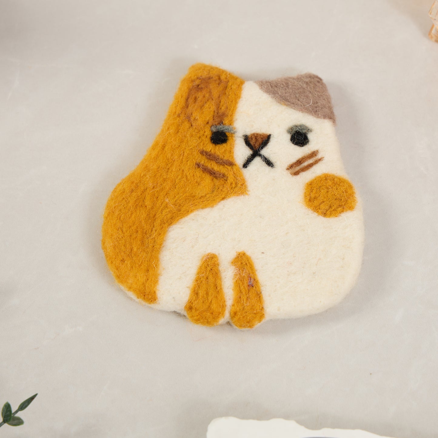 Handmade Felt Coffee Cup Mug Table Coasters - Scaredy Cats