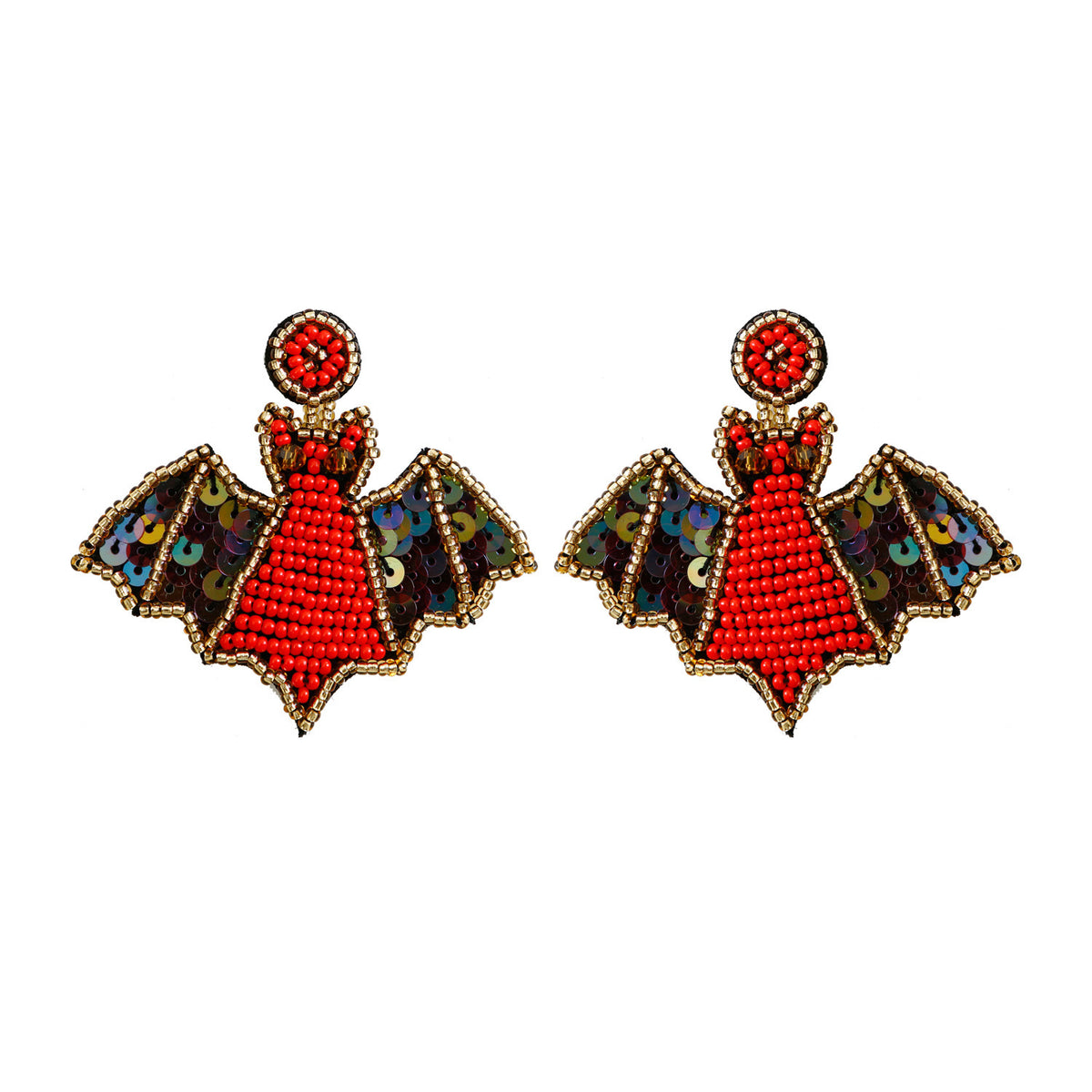 Beaded Bat Earrings – Handmade Sequin Wing Statement Dangles