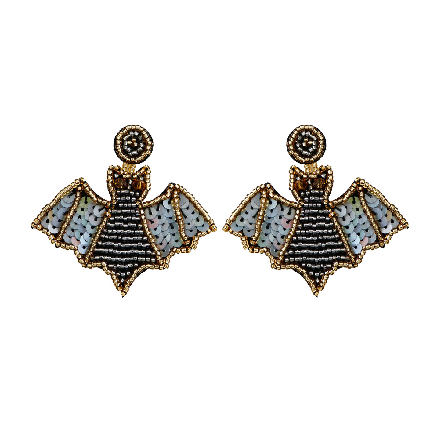 Beaded Bat Earrings – Handmade Sequin Wing Statement Dangles