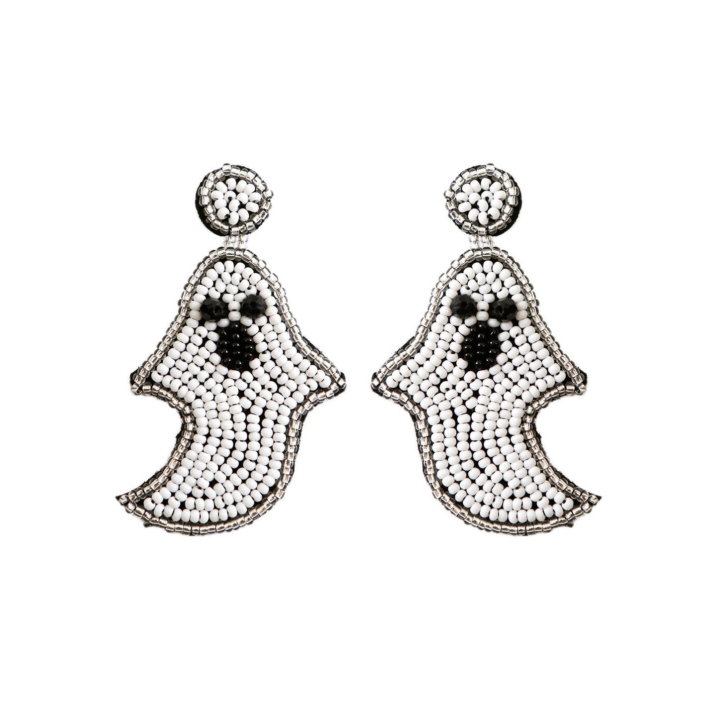 Beaded Ghost Earrings – Halloween Statement Dangle Earrings