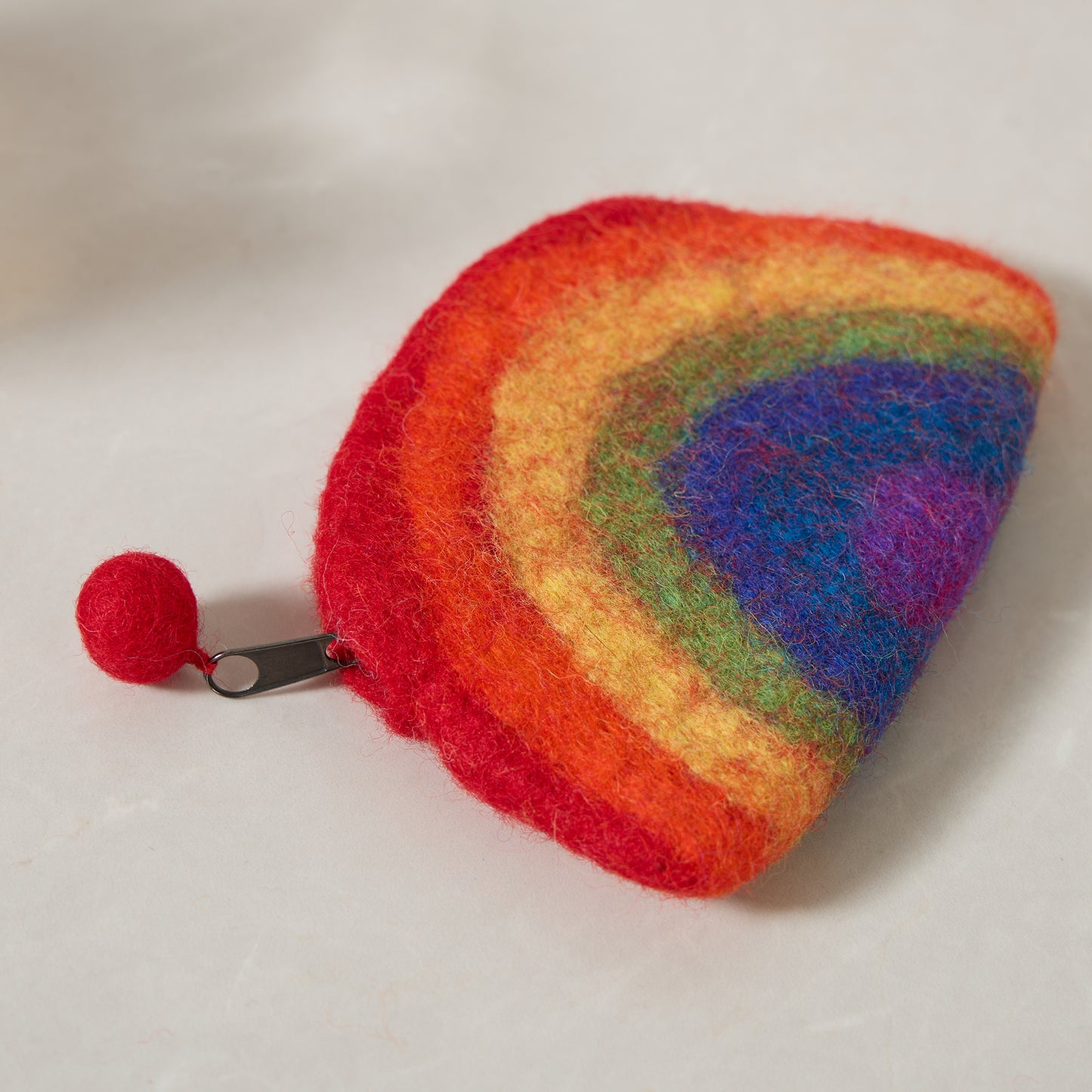 Rainbow Moon Felt Wallet - Wool Felt Pouch Hand Carry Coin Purse