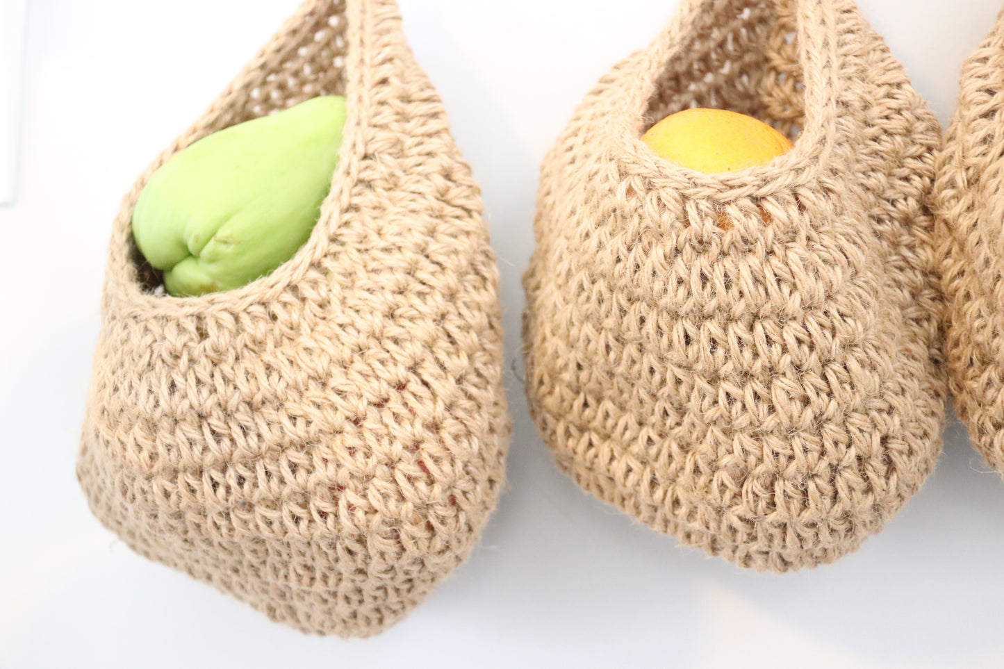 Hemp Rope Fruits Storage Organize Bag Wall Hanging Set