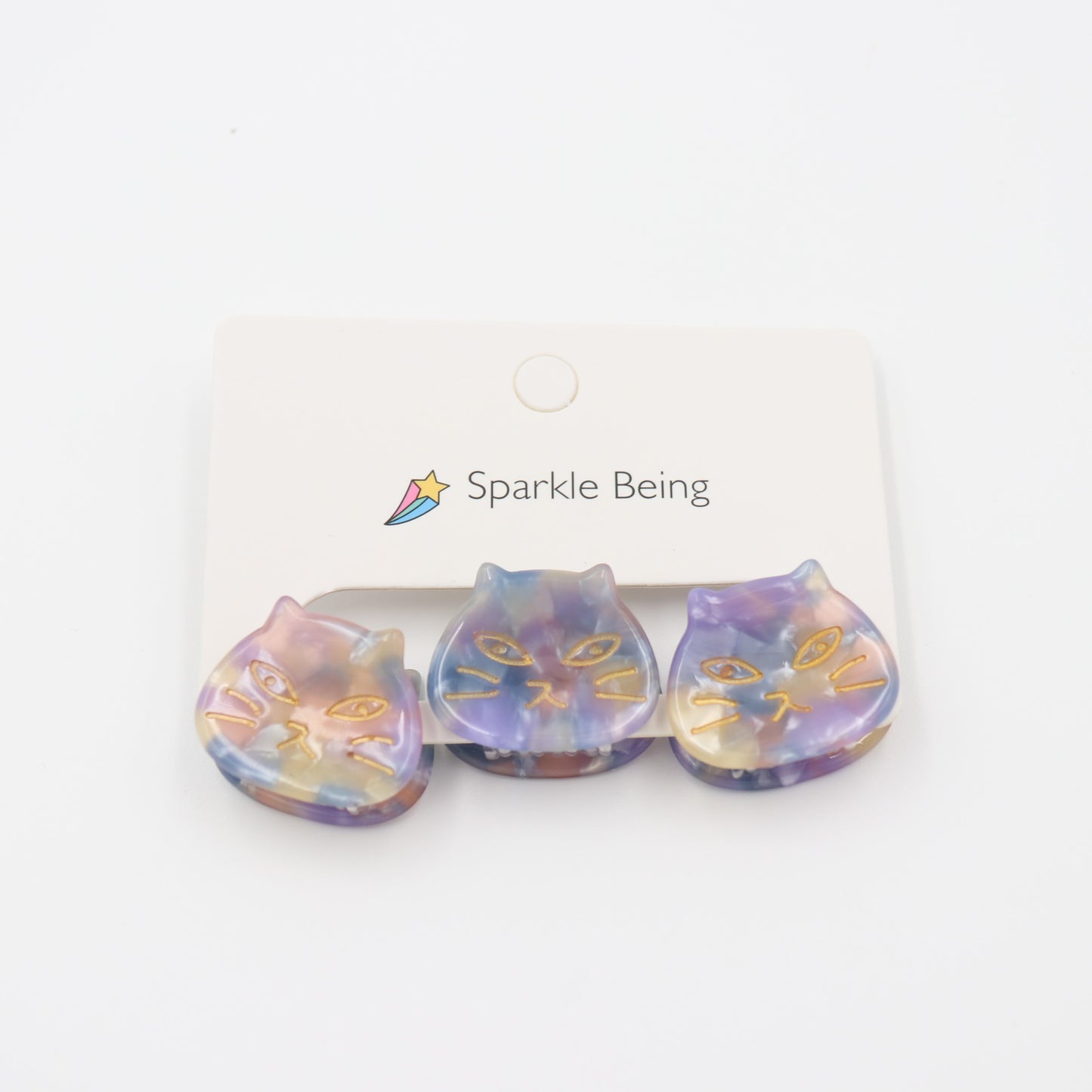 1 Inch Cat Head Acetate Hair Claw & Hair Clip - Set of 3