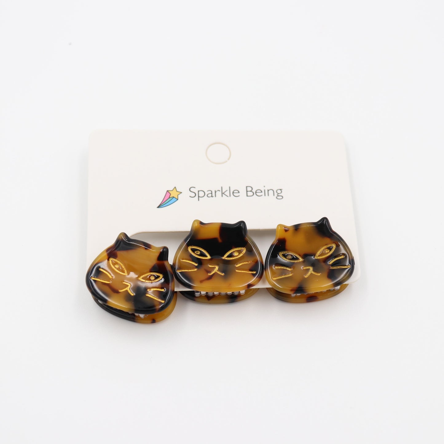 1 Inch Cat Head Acetate Hair Claw & Hair Clip - Set of 3