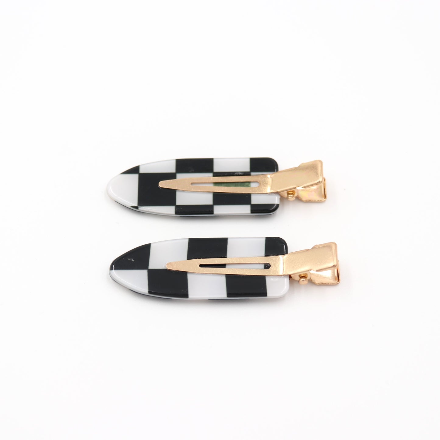 Checkered Hair Clip & Slide - Barrette Set Of 2 (Red)