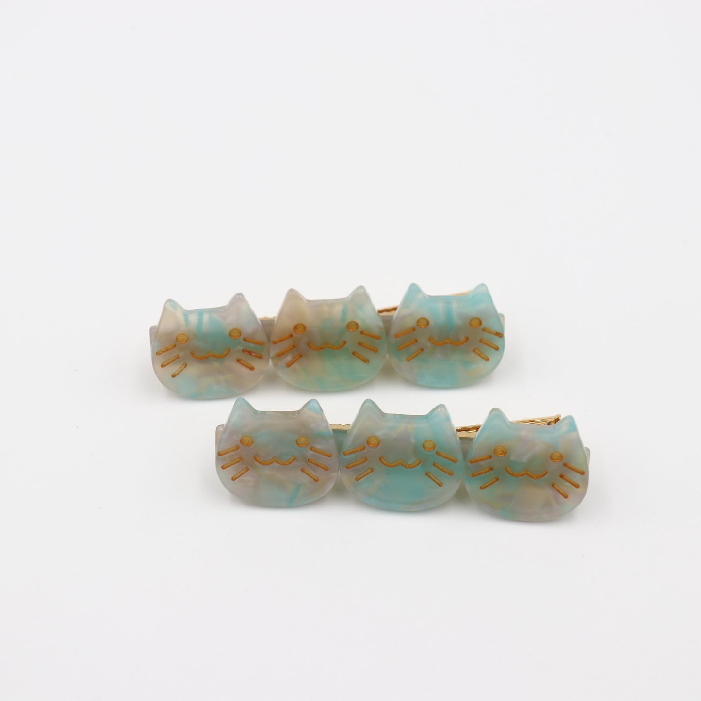 Cat Head Acetate Hair Clip Set of 2
