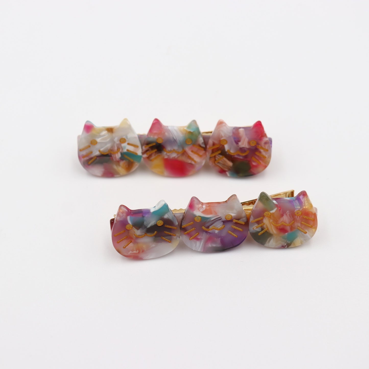 Cat Head Acetate Hair Clip Set of 2