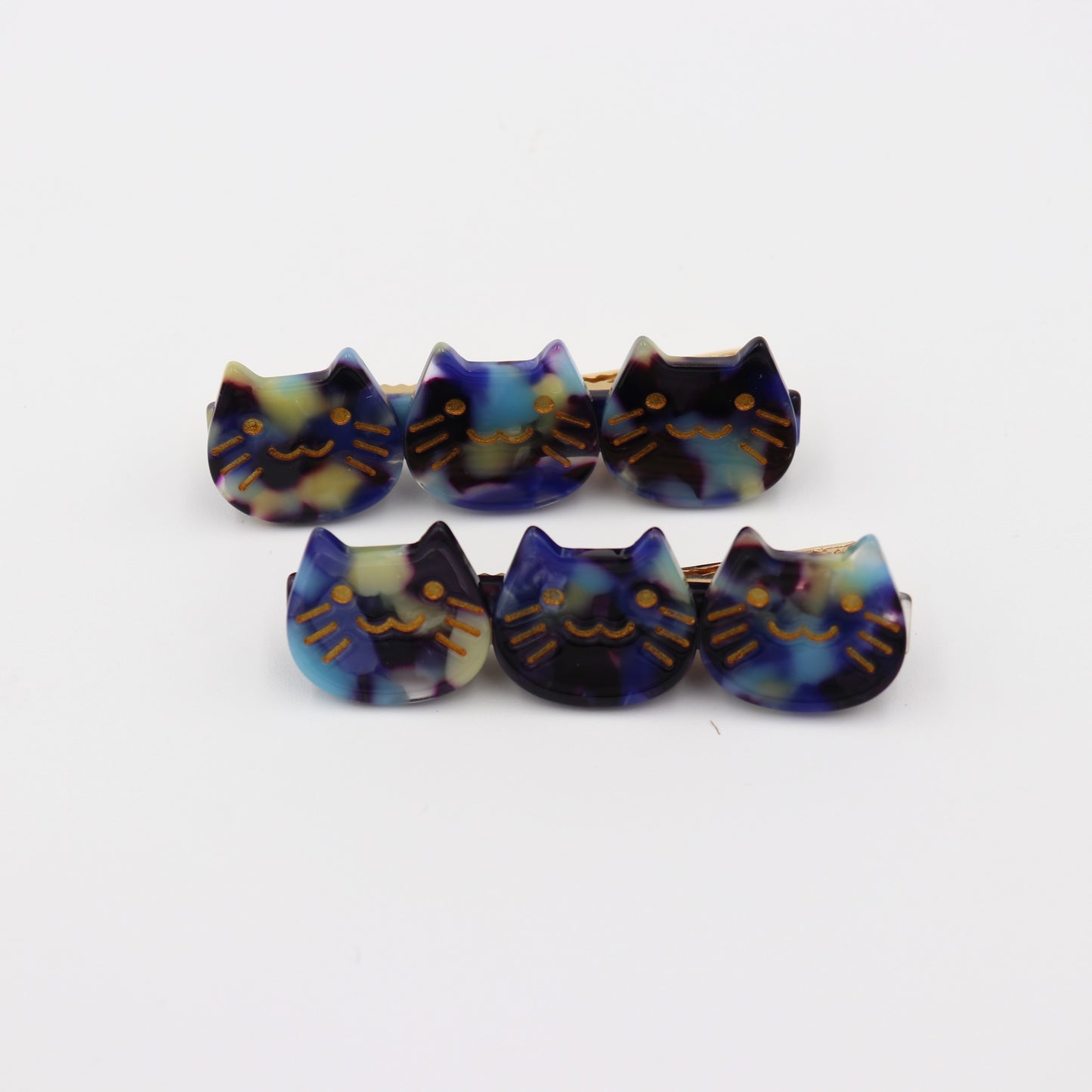 Cat Head Acetate Hair Clip Set of 2