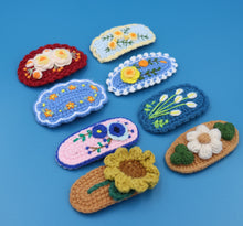 Load image into Gallery viewer, Crochet embroidery floral Knitted hair clips accessories
