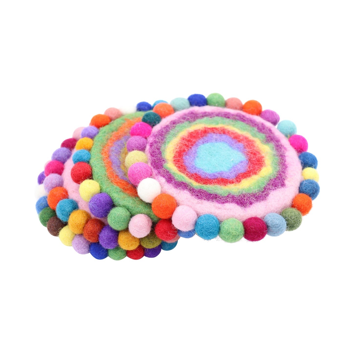 Rainbow Spiral Felt Coffee Cup Mug Table Mat Coasters (Random Color)