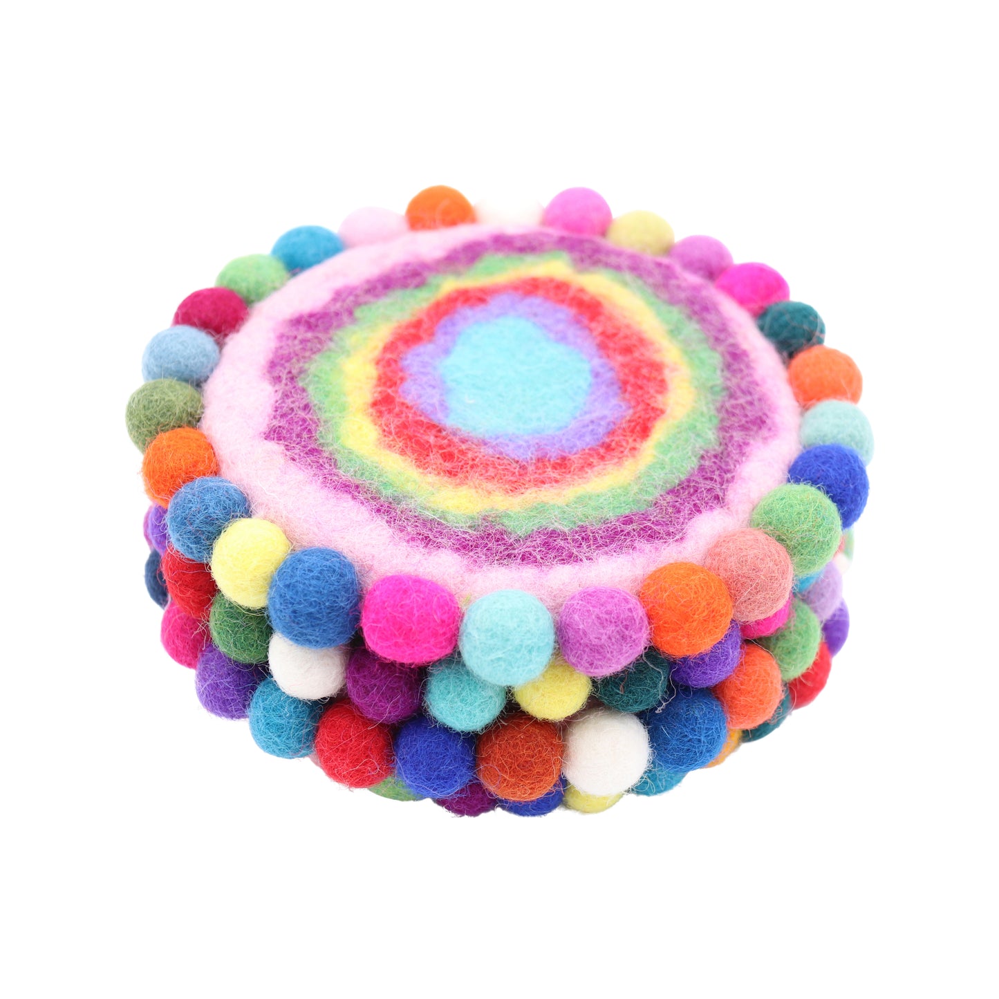 Rainbow Spiral Felt Coffee Cup Mug Table Mat Coasters (Random Color)