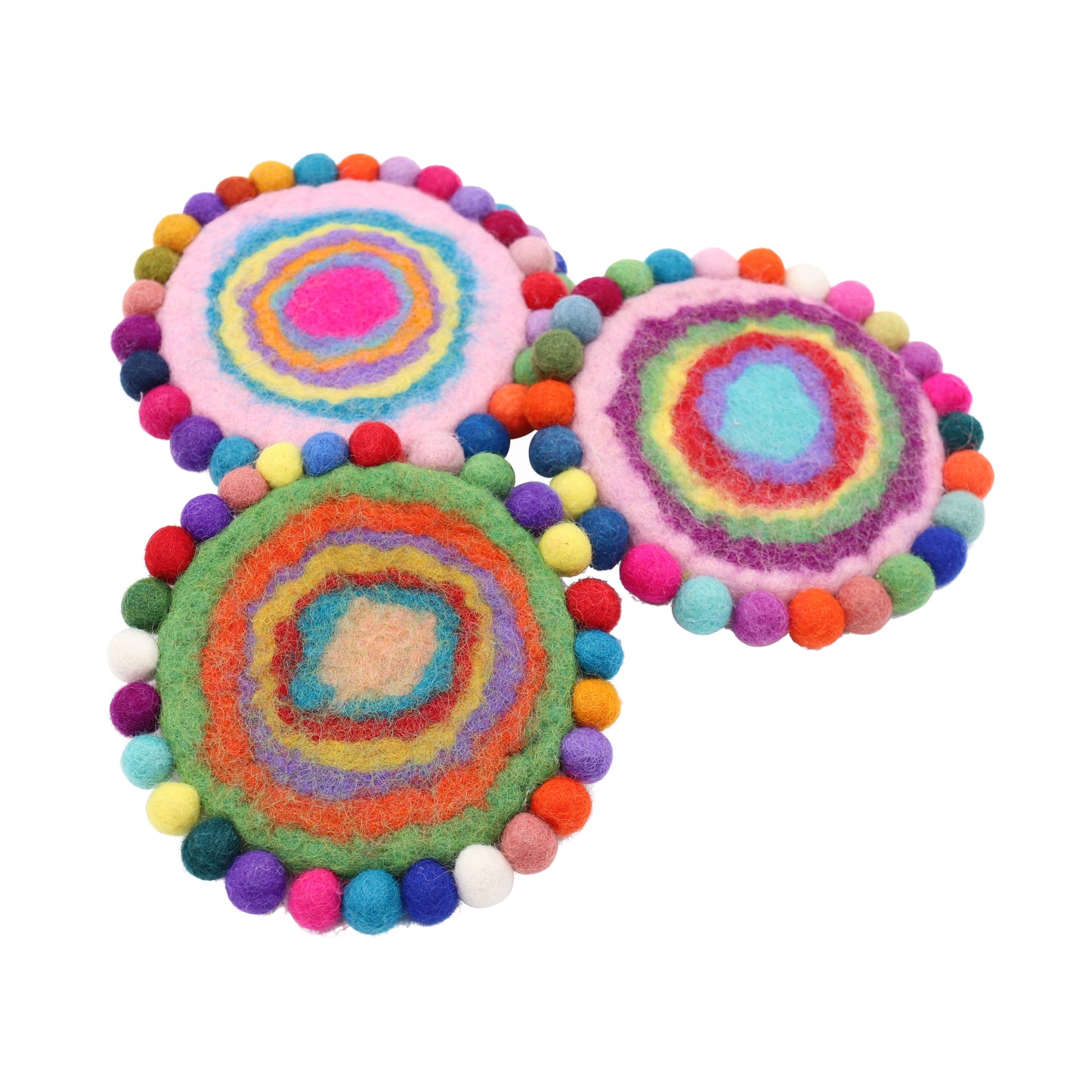 Rainbow Spiral Felt Coffee Cup Mug Table Mat Coasters (Random Color)