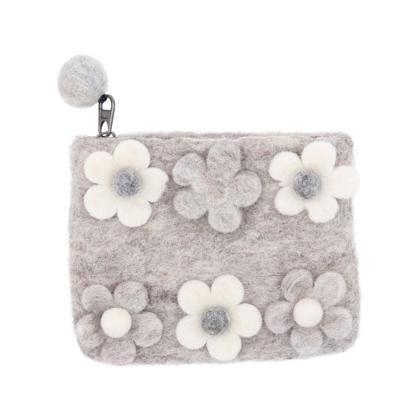 Daisy Floral Felt Wallet - Wool Felt Pouch Hand Carry Coin Purse
