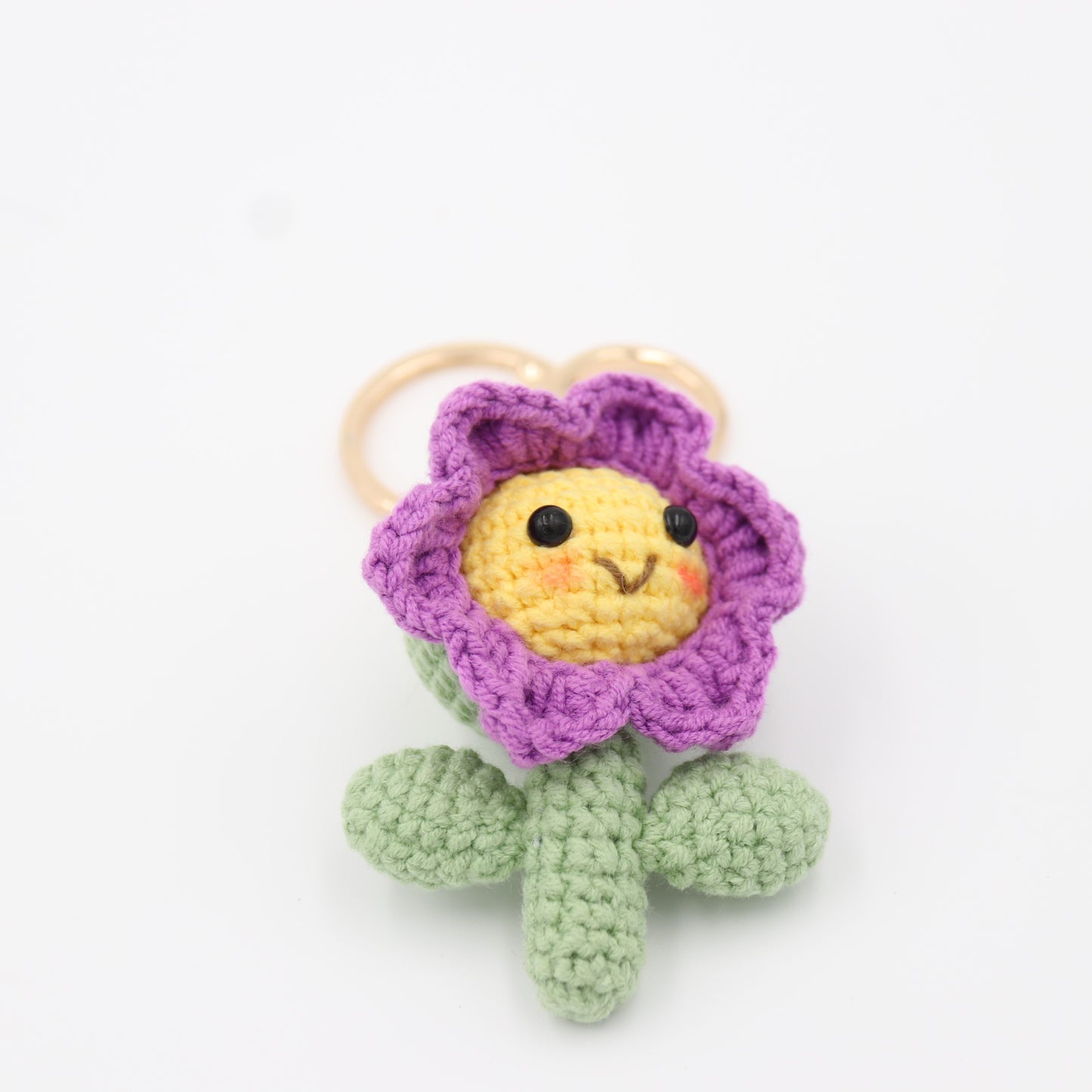 Seeking Sunshine: This Hand-Knitted Purple Flower Pal Keychain will brighten your day