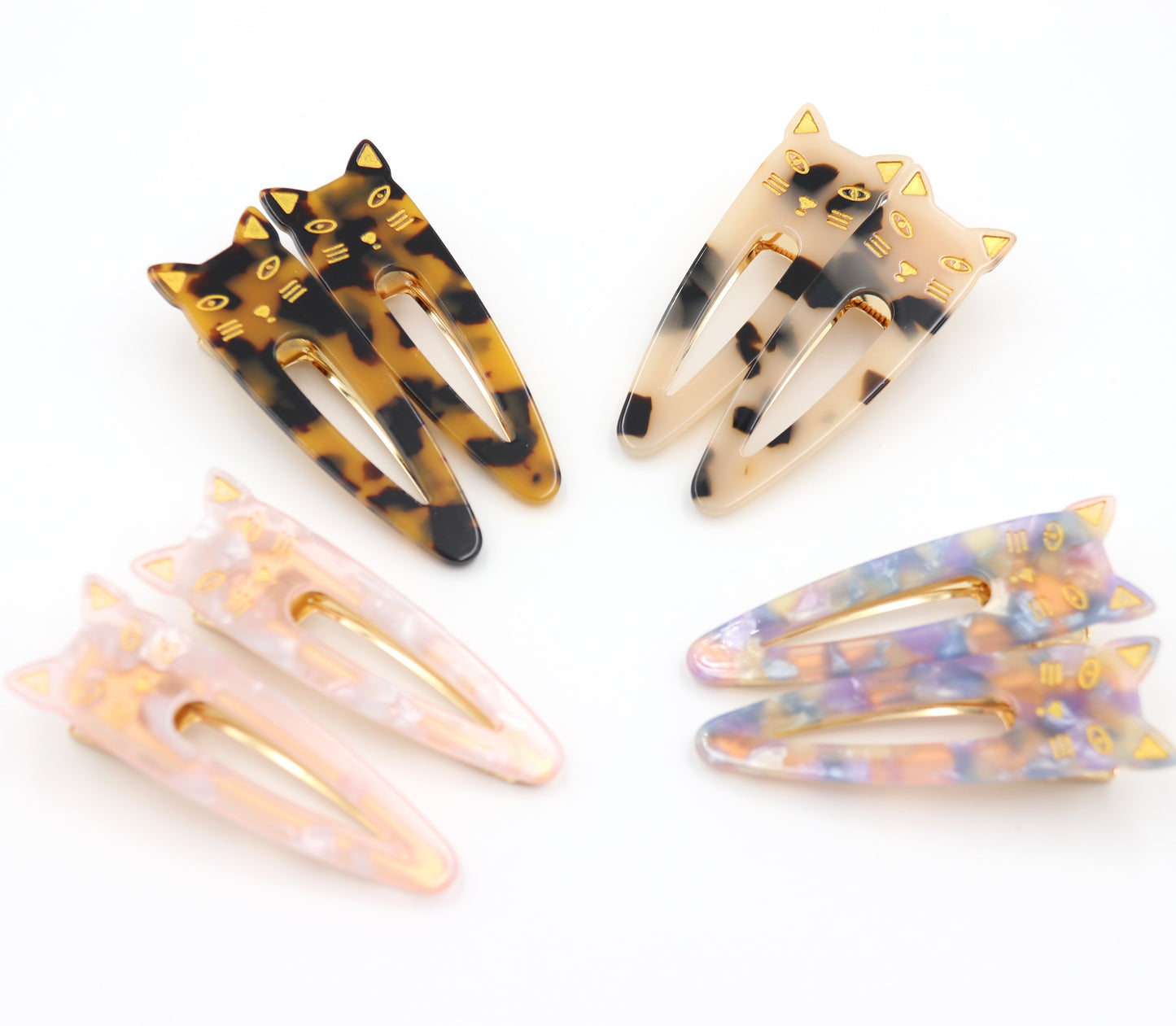2.8'' Alligator Cat Acetate Hair Clips & Barrettes Set of 2
