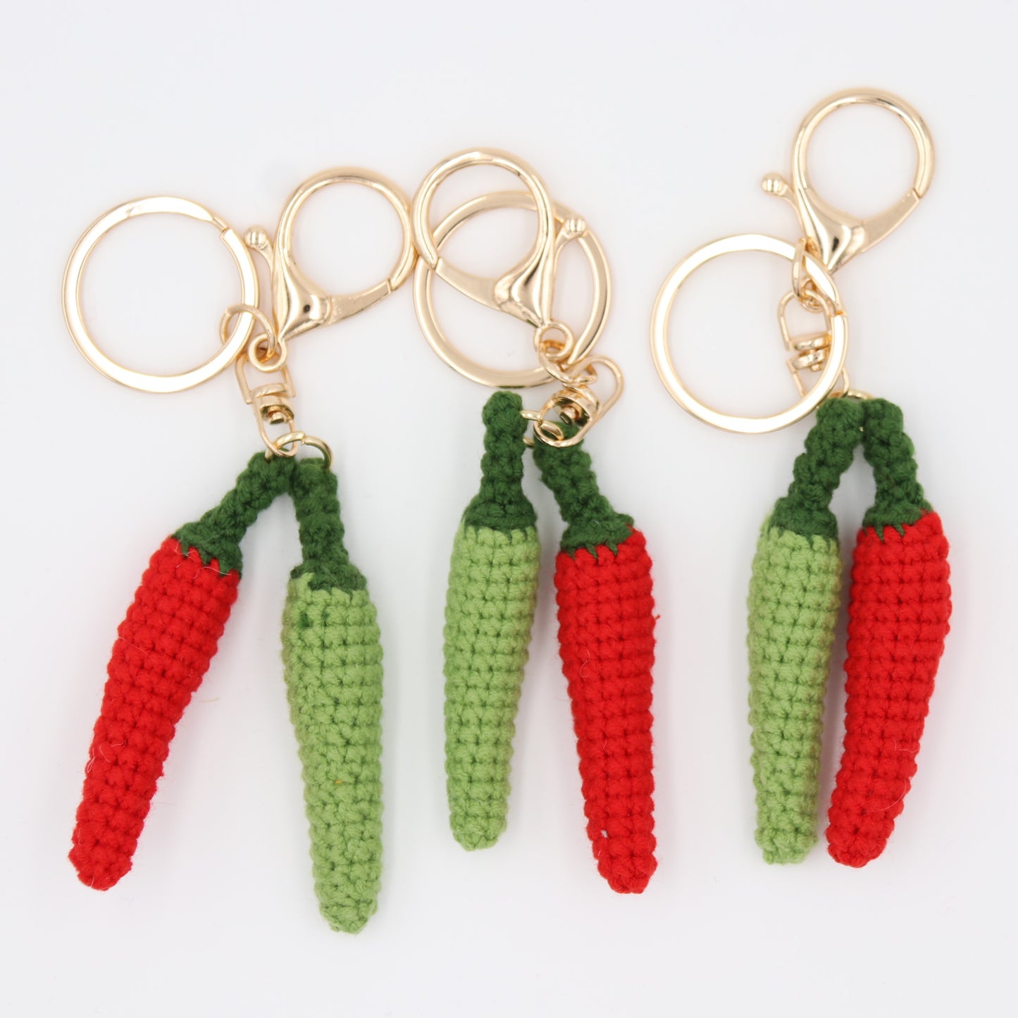 Hand-Knitted Chili Peppers Keychain for that Extra Kick